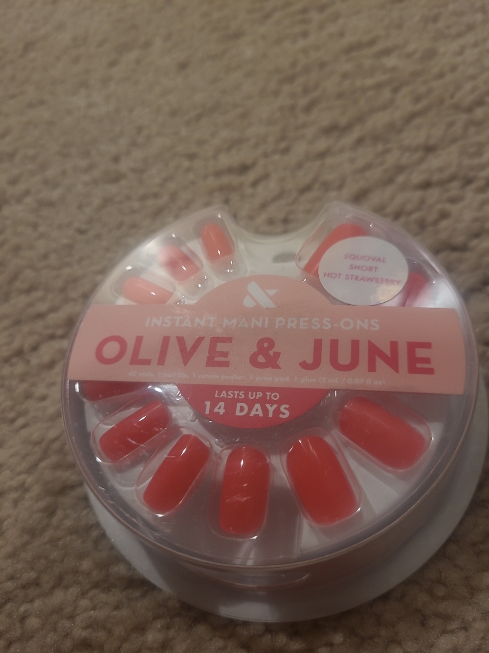 Olive & June Instant Mani Press-On Nails | (Glue) Short, Squoval 42 Fake...
